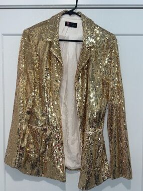 Kancy Kole Gold Sequin Blazer Jacket